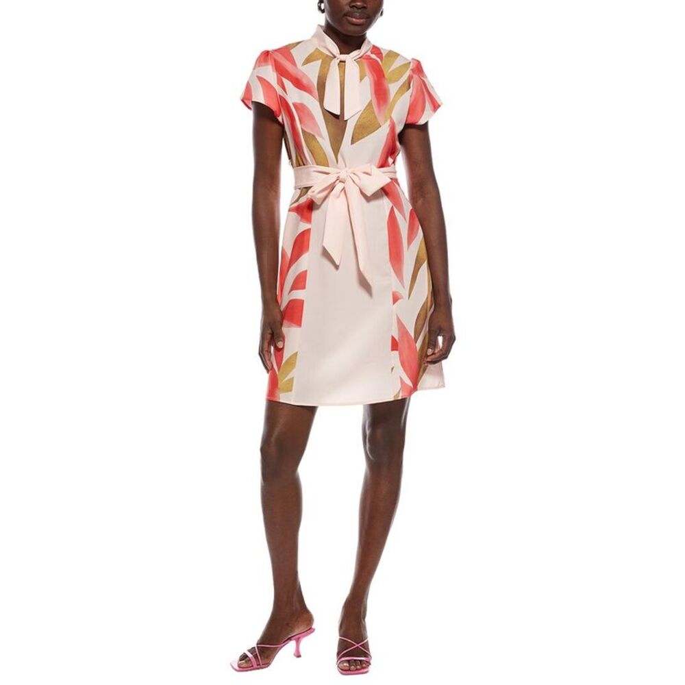 Nancy Yang Womens  Short Sleeves Shift Dress, Pink